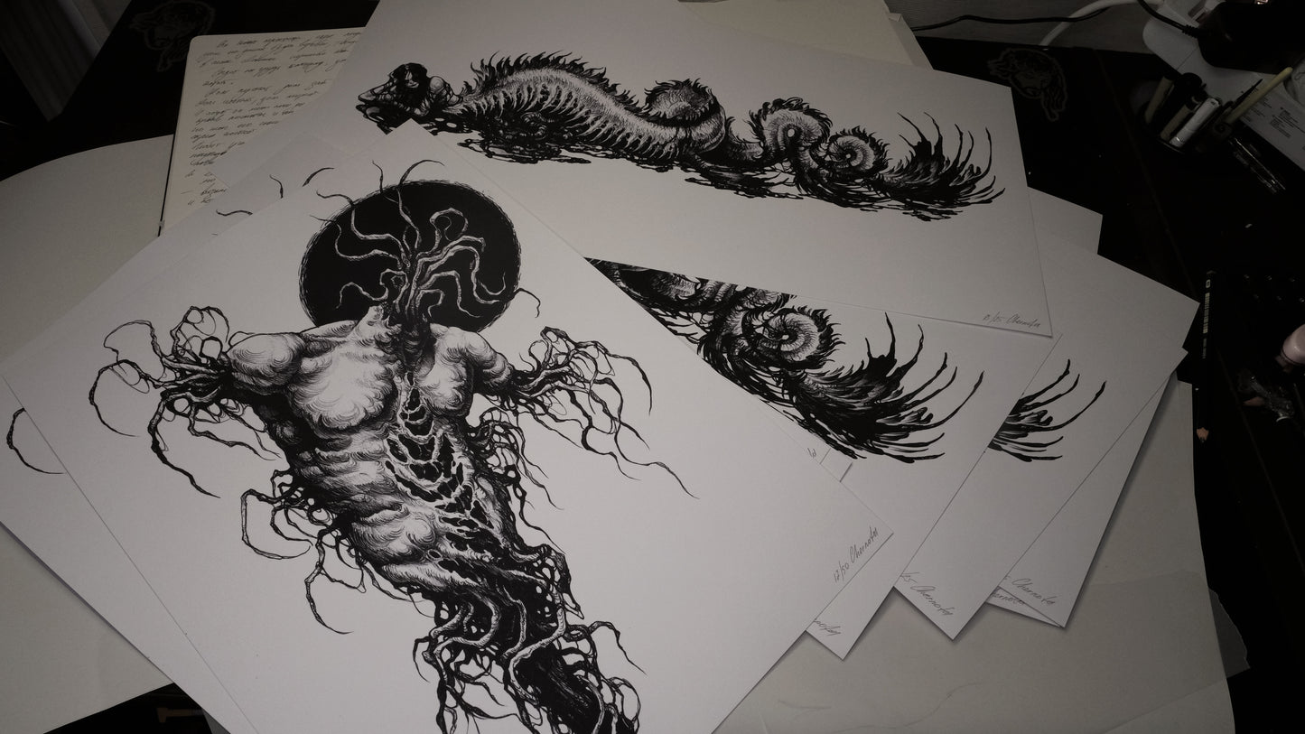 Set of 2 prints scarecrow and mermaid